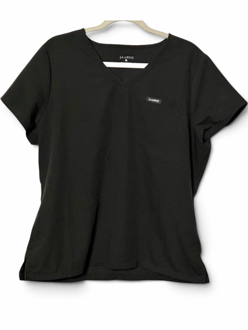 Jaanuu Women's Black V Neck Scrub Top Size XL